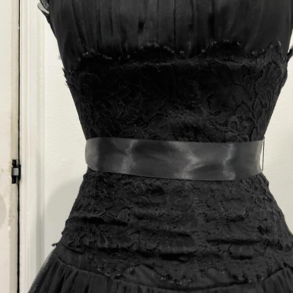 Vintage Jessica MCCLINTOCK SHEER TOP FIT & FLARE Party goth DRESS sz 2 classic - Picture 4 of 9